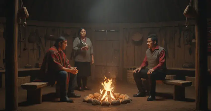 Preparación del paliwe y organización comunitaria para un encuentro de palin